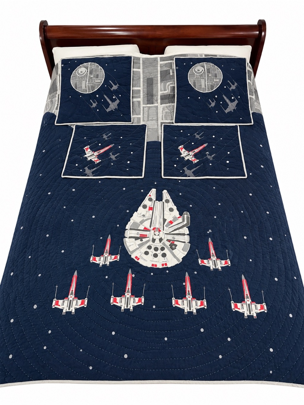 Star Wars Navy, Gray and Red Millennium Falcon & X-Wing Quilt
